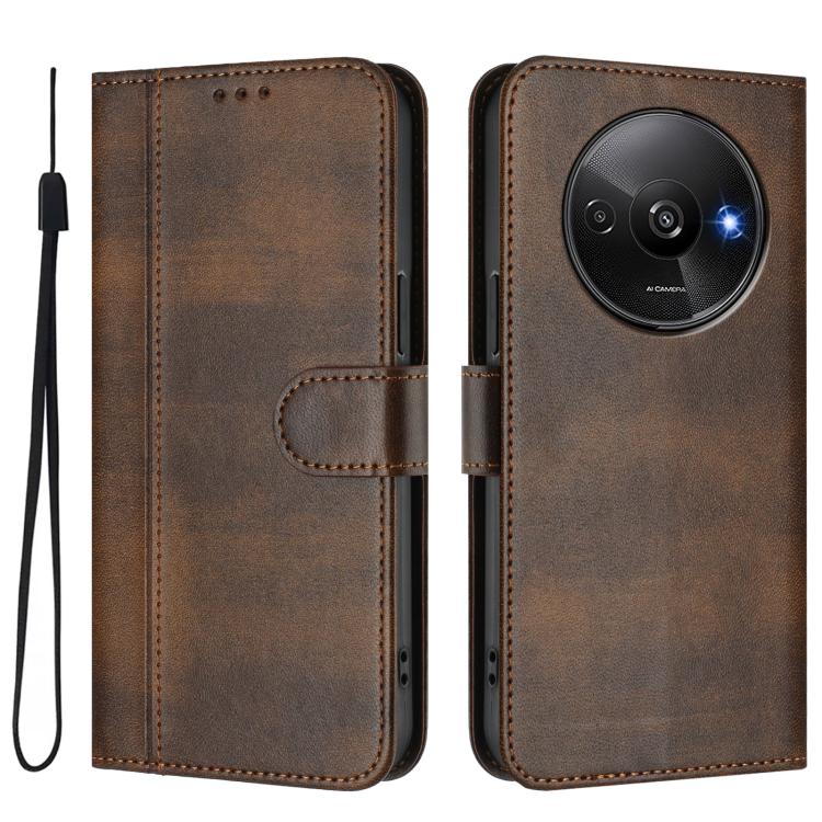 For Redmi A3 4G / A3x 4G Line Splicing Buckle Retro Leather Phone Case