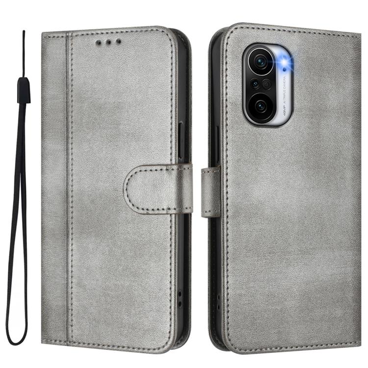 For Redmi K40 / K40 Pro Line Splicing Buckle Retro Leather Phone Case