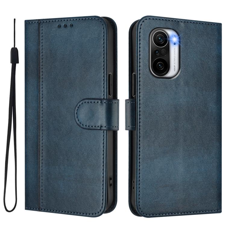 For Redmi K40 / K40 Pro Line Splicing Buckle Retro Leather Phone Case