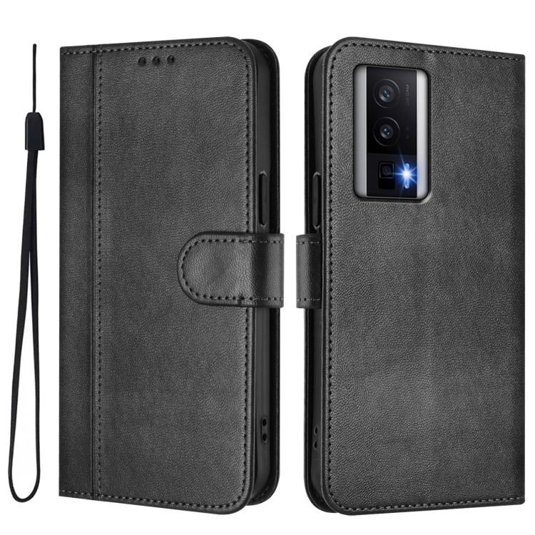 For Redmi K60 / K60 Pro Line Splicing Buckle Retro Leather Phone Case