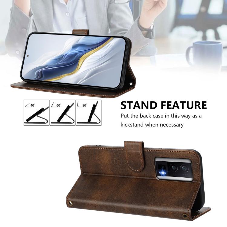 For Redmi K60 / K60 Pro Line Splicing Buckle Retro Leather Phone Case