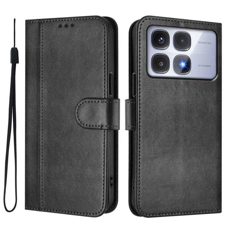 For Redmi K70 Ultra Line Splicing Buckle Retro Leather Phone Case