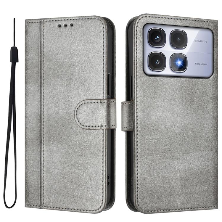 For Redmi K70 Ultra Line Splicing Buckle Retro Leather Phone Case