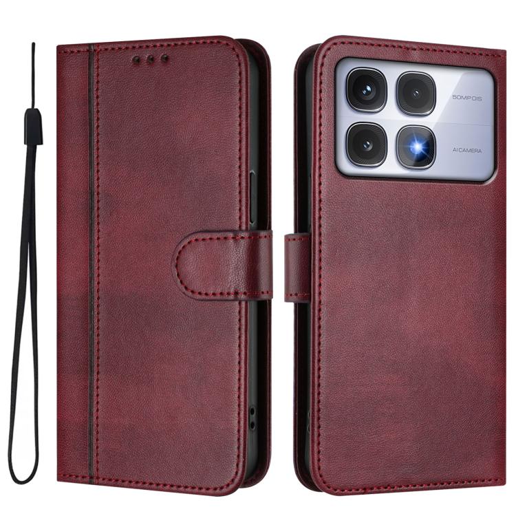 For Redmi K70 Ultra Line Splicing Buckle Retro Leather Phone Case