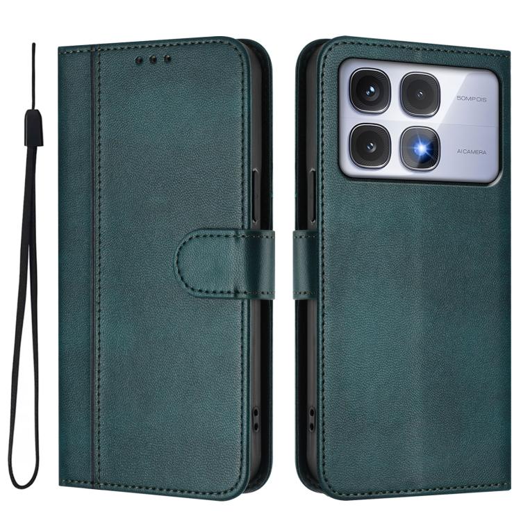 For Redmi K70 Ultra Line Splicing Buckle Retro Leather Phone Case
