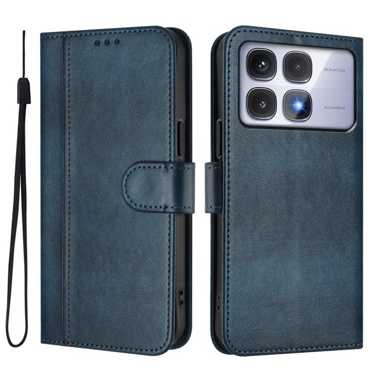 For Redmi K70 Ultra Line Splicing Buckle Retro Leather Phone Case