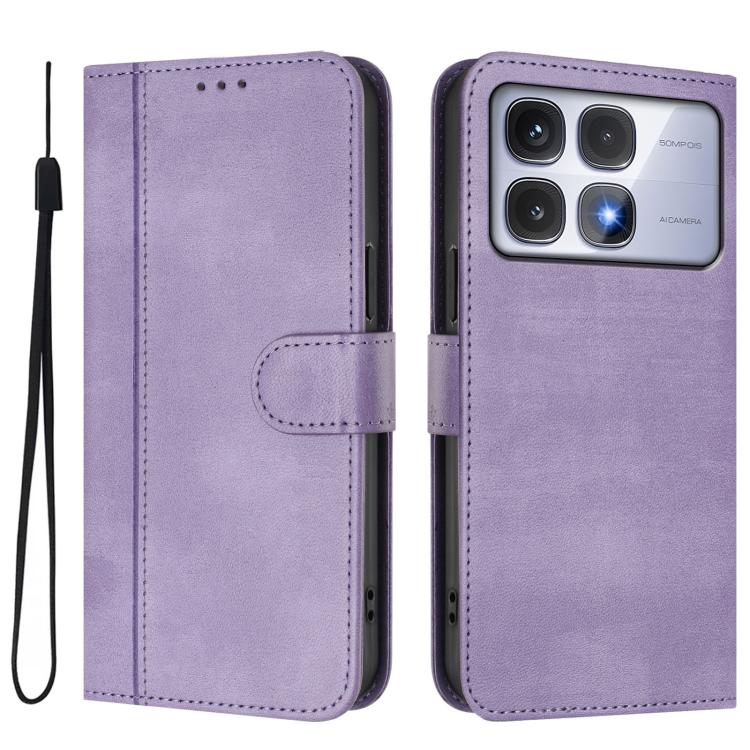 For Redmi K70 Ultra Line Splicing Buckle Retro Leather Phone Case