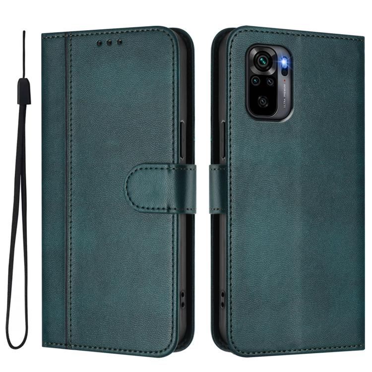 For Redmi Note 10 4G / Note 10S 4G Line Splicing Buckle Retro Leather Phone Case