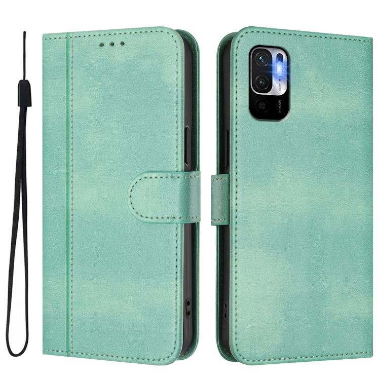 For Redmi Note 10 5G / Note 10T 5G Line Splicing Buckle Retro Leather Phone Case