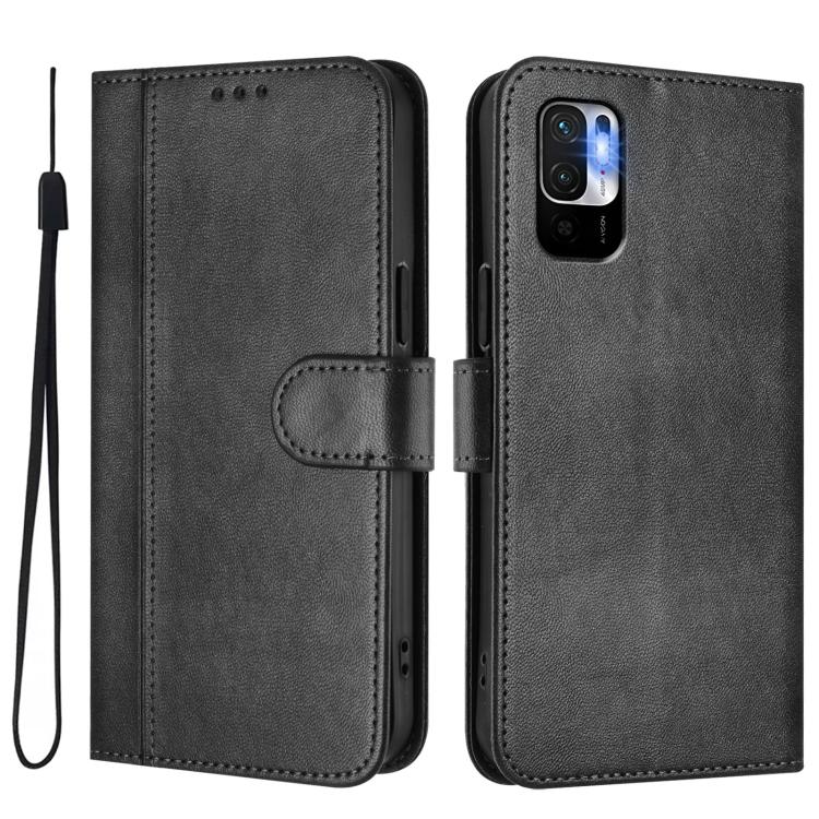 For Redmi Note 10 5G / Note 10T 5G Line Splicing Buckle Retro Leather Phone Case