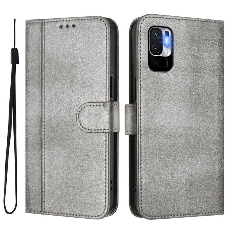 For Redmi Note 10 5G / Note 10T 5G Line Splicing Buckle Retro Leather Phone Case