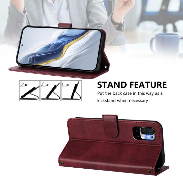 For Redmi Note 10 5G / Note 10T 5G Line Splicing Buckle Retro Leather Phone Case