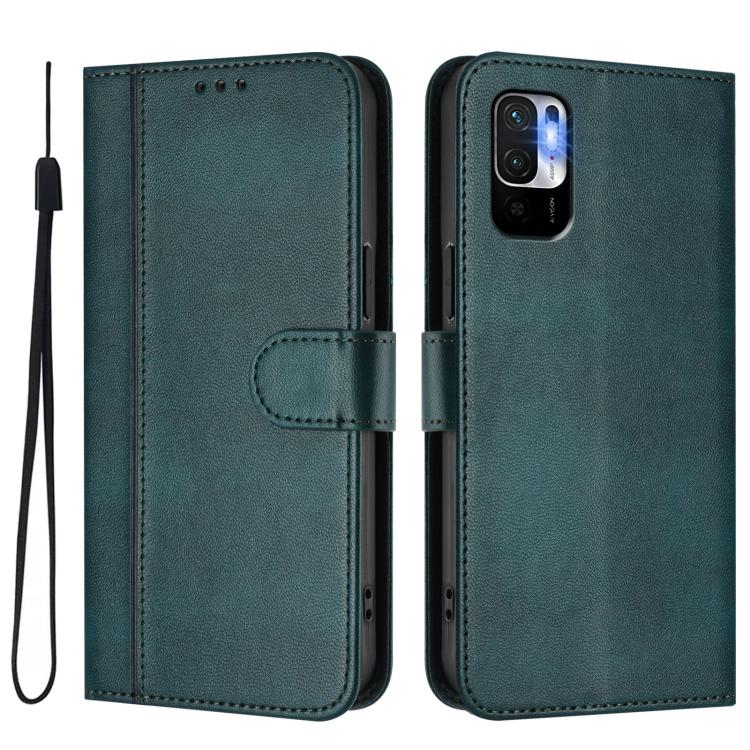For Redmi Note 10 5G / Note 10T 5G Line Splicing Buckle Retro Leather Phone Case