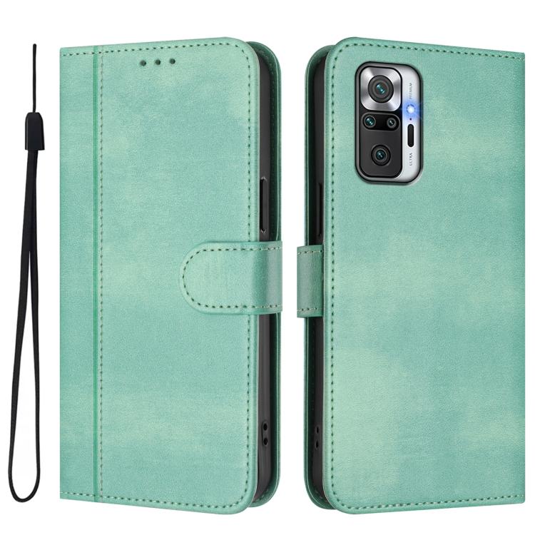 For Redmi Note 10 Pro 4G / Note 10 Pro Max Line Splicing Buckle Retro Leather Phone Case