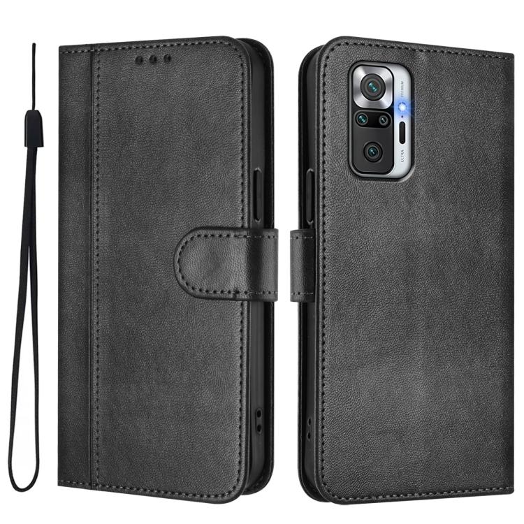 For Redmi Note 10 Pro 4G / Note 10 Pro Max Line Splicing Buckle Retro Leather Phone Case