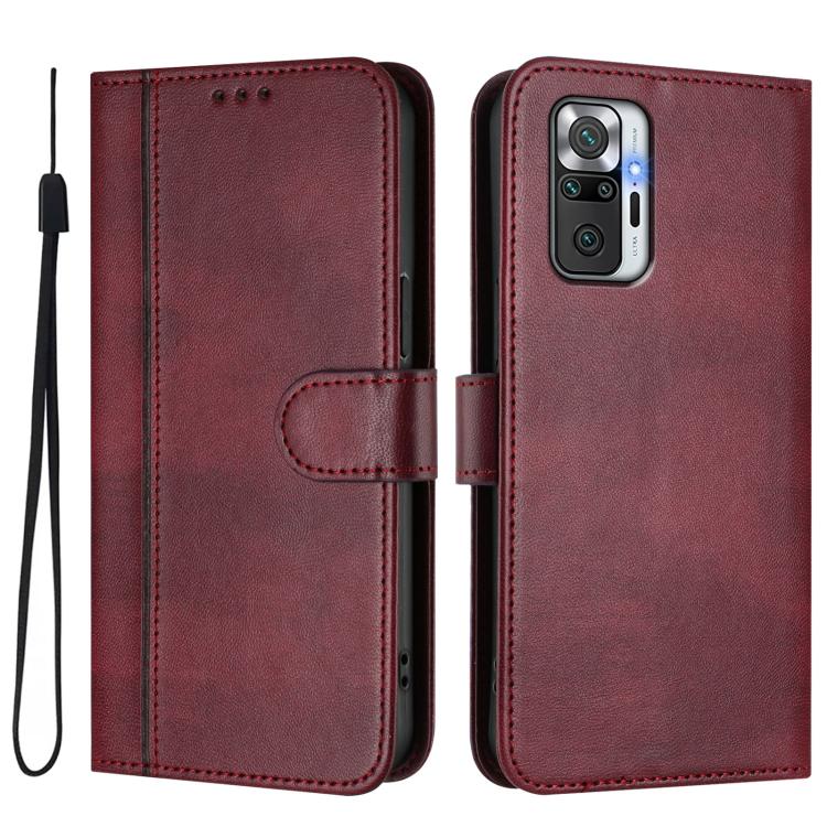 For Redmi Note 10 Pro 4G / Note 10 Pro Max Line Splicing Buckle Retro Leather Phone Case