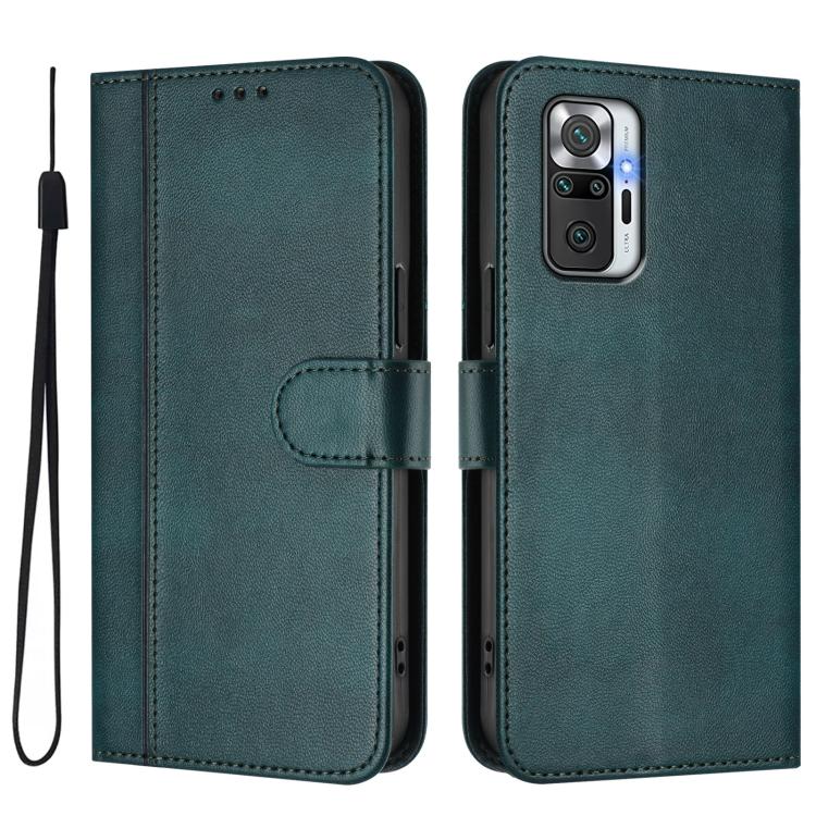 For Redmi Note 10 Pro 4G / Note 10 Pro Max Line Splicing Buckle Retro Leather Phone Case