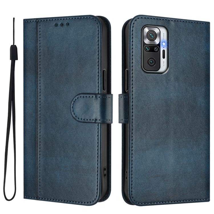 For Redmi Note 10 Pro 4G / Note 10 Pro Max Line Splicing Buckle Retro Leather Phone Case