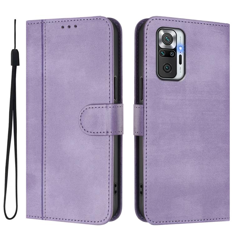 For Redmi Note 10 Pro 4G / Note 10 Pro Max Line Splicing Buckle Retro Leather Phone Case
