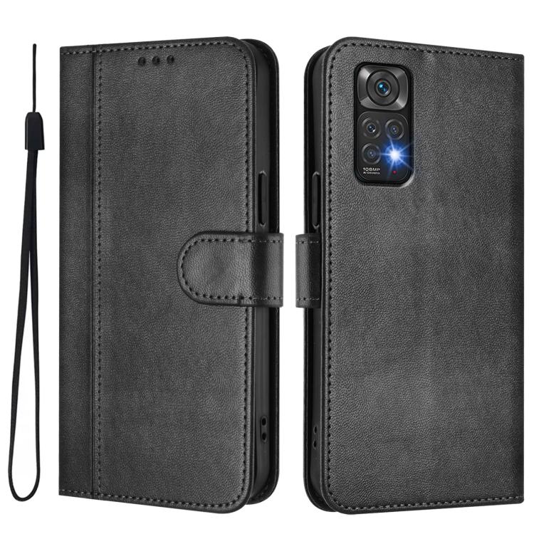 For Redmi Note 11 4G / Note 11S 4G Global Line Splicing Buckle Retro Leather Phone Case