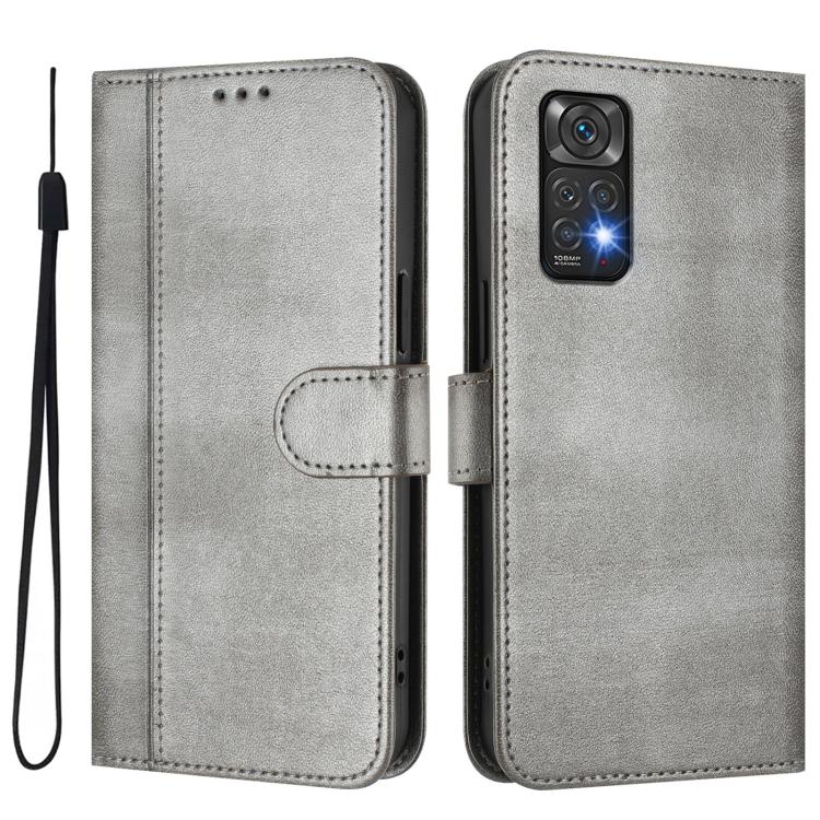 For Redmi Note 11 4G / Note 11S 4G Global Line Splicing Buckle Retro Leather Phone Case