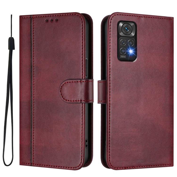 For Redmi Note 11 4G / Note 11S 4G Global Line Splicing Buckle Retro Leather Phone Case