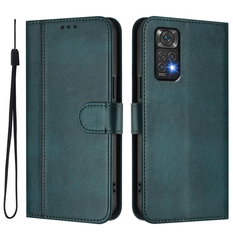 For Redmi Note 11 4G / Note 11S 4G Global Line Splicing Buckle Retro Leather Phone Case