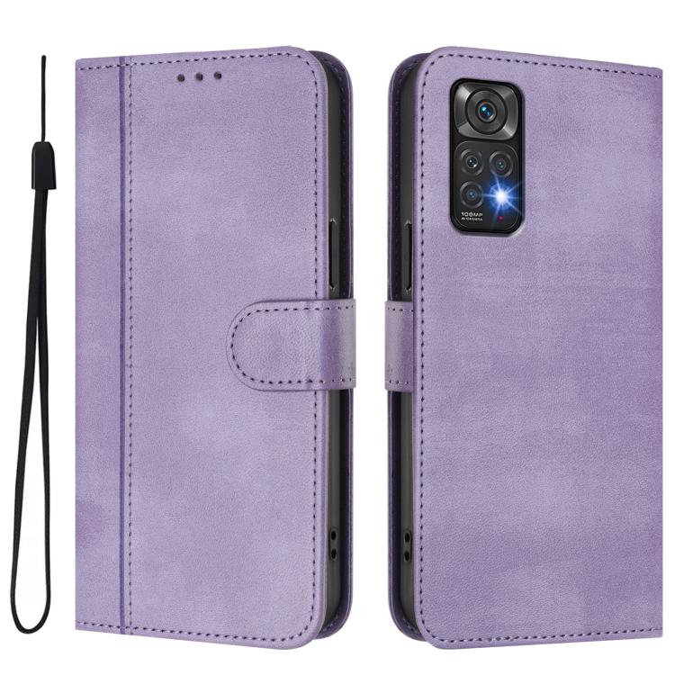 For Redmi Note 11 4G / Note 11S 4G Global Line Splicing Buckle Retro Leather Phone Case