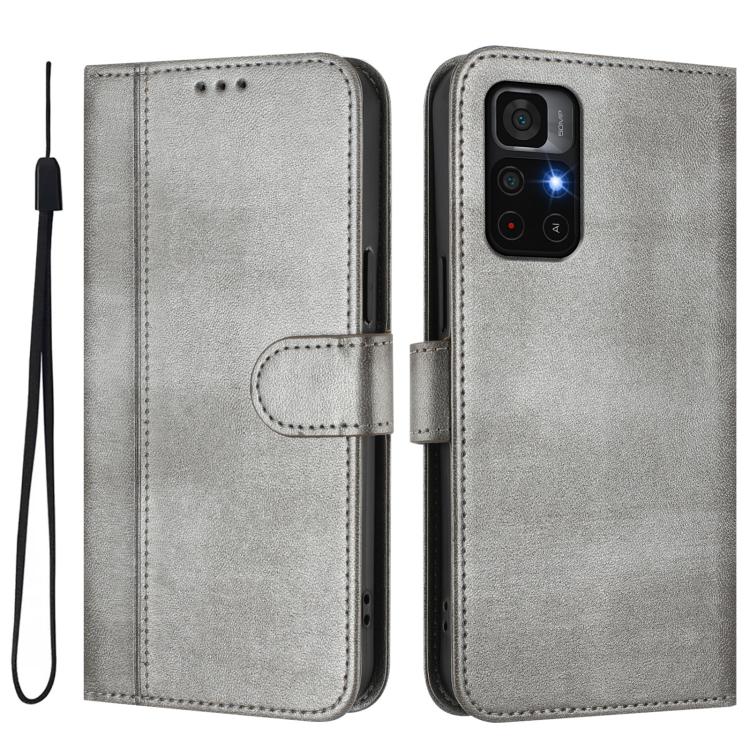 For Redmi Note 11S 5G / Xiaomi Poco M4 Pro 5G Line Splicing Buckle Retro Leather Phone Case