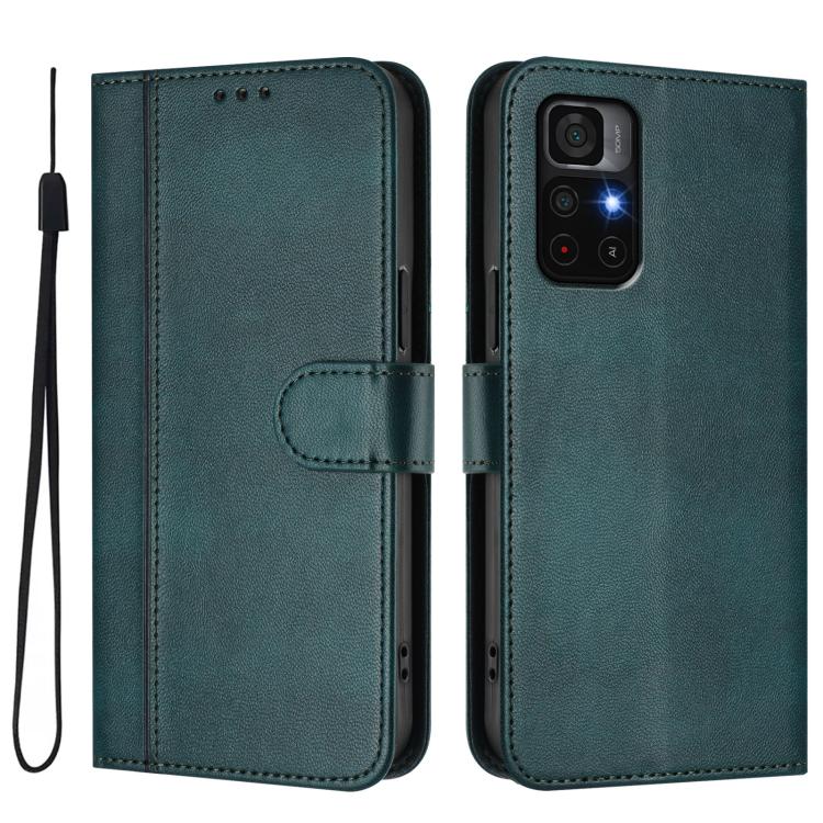 For Redmi Note 11S 5G / Xiaomi Poco M4 Pro 5G Line Splicing Buckle Retro Leather Phone Case