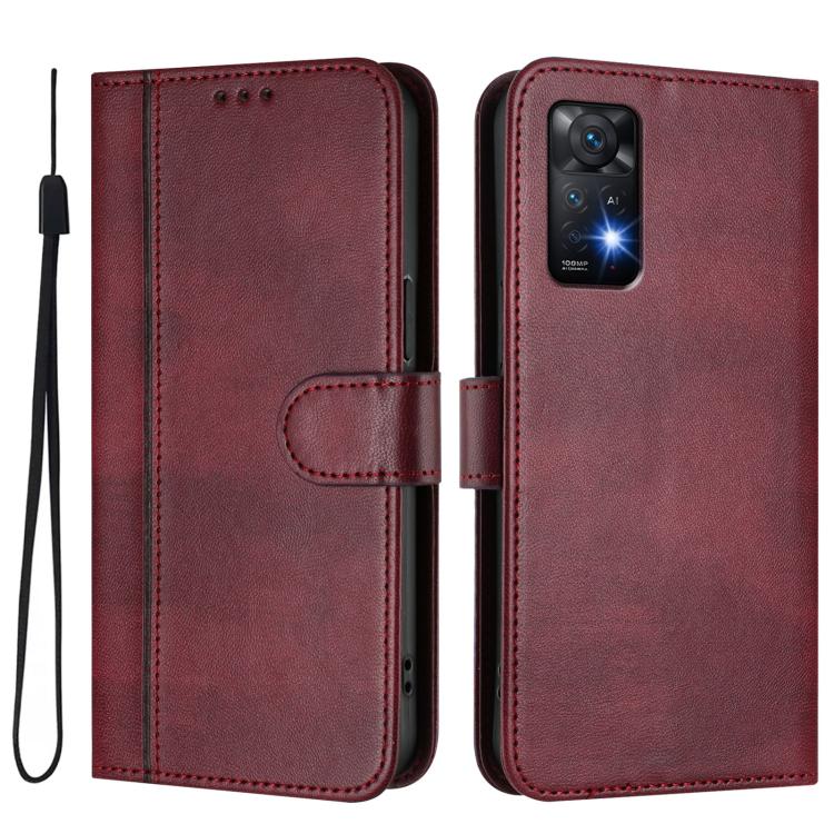 For Redmi Note 11 Pro 5G / 4G Global Line Splicing Buckle Retro Leather Phone Case