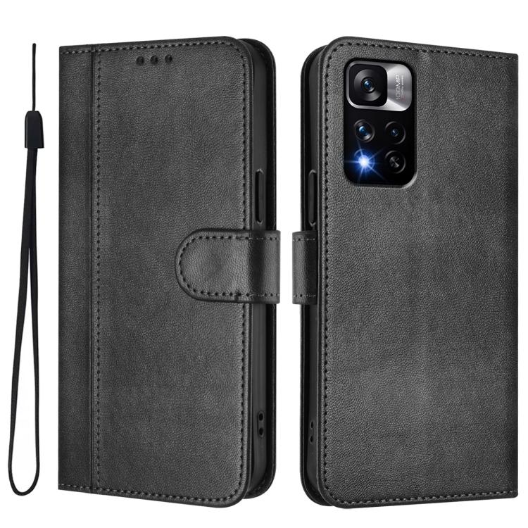 For Redmi Note 11 Pro+ 5G European Line Splicing Buckle Retro Leather Phone Case