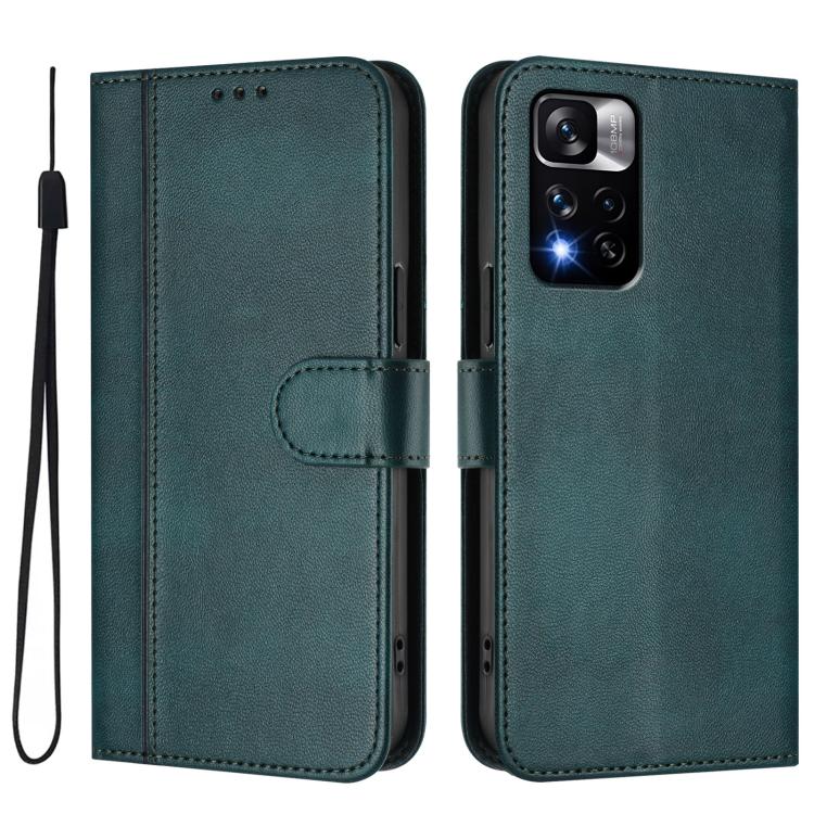 For Redmi Note 11 Pro+ 5G European Line Splicing Buckle Retro Leather Phone Case