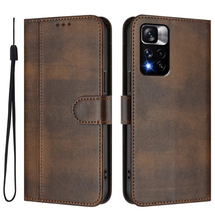 For Redmi Note 11 Pro+ 5G European Line Splicing Buckle Retro Leather Phone Case