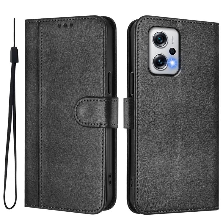For Redmi Note 11T Pro+ / Note 12T Pro / K50i Line Splicing Buckle Retro Leather Phone Case