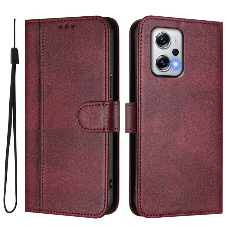 For Redmi Note 11T Pro+ / Note 12T Pro / K50i Line Splicing Buckle Retro Leather Phone Case