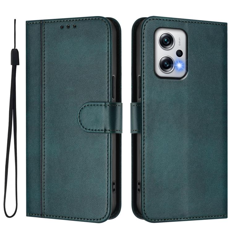 For Redmi Note 11T Pro+ / Note 12T Pro / K50i Line Splicing Buckle Retro Leather Phone Case