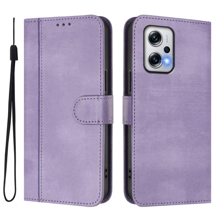 For Redmi Note 11T Pro+ / Note 12T Pro / K50i Line Splicing Buckle Retro Leather Phone Case