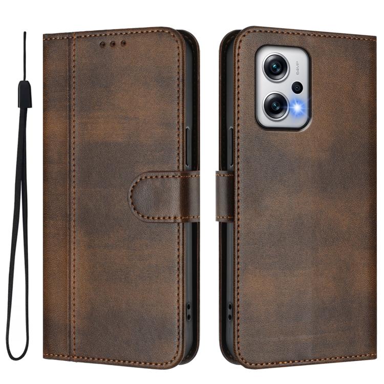 For Redmi Note 11T Pro+ / Note 12T Pro / K50i Line Splicing Buckle Retro Leather Phone Case