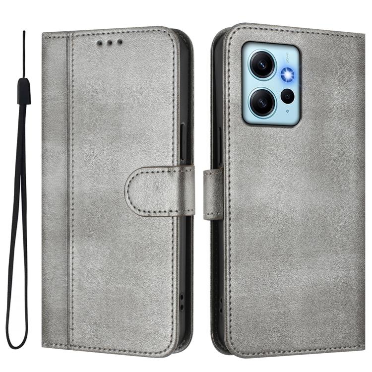 For Redmi Note 12 4G Global Line Splicing Buckle Retro Leather Phone Case