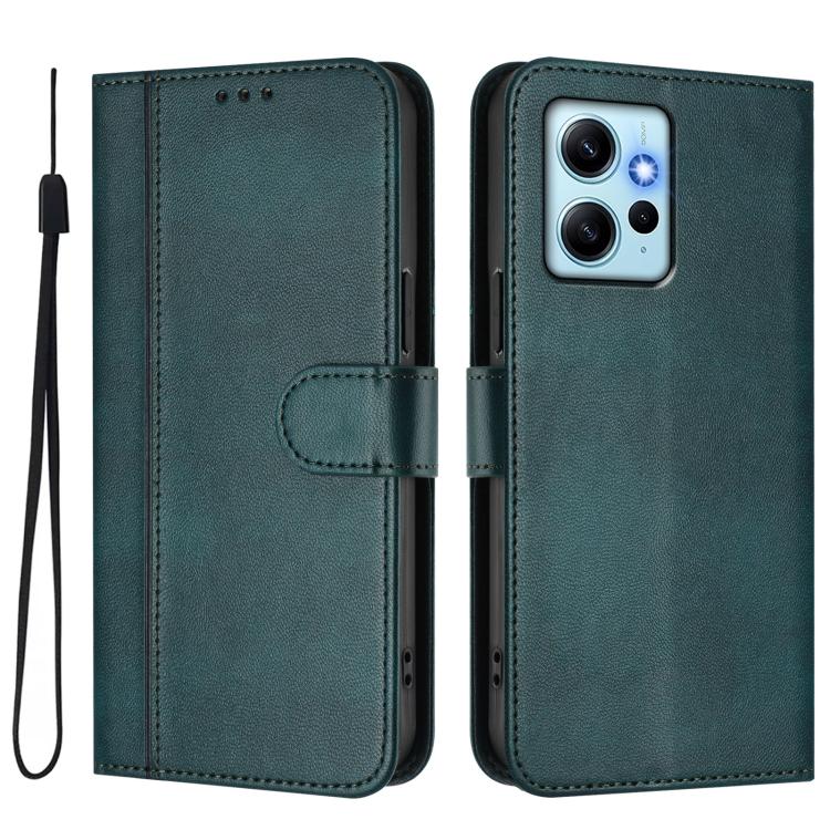 For Redmi Note 12 4G Global Line Splicing Buckle Retro Leather Phone Case