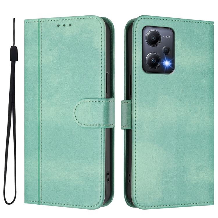 For Redmi Note 12 5G India / Xiaomi Poco X5 Line Splicing Buckle Retro Leather Phone Case
