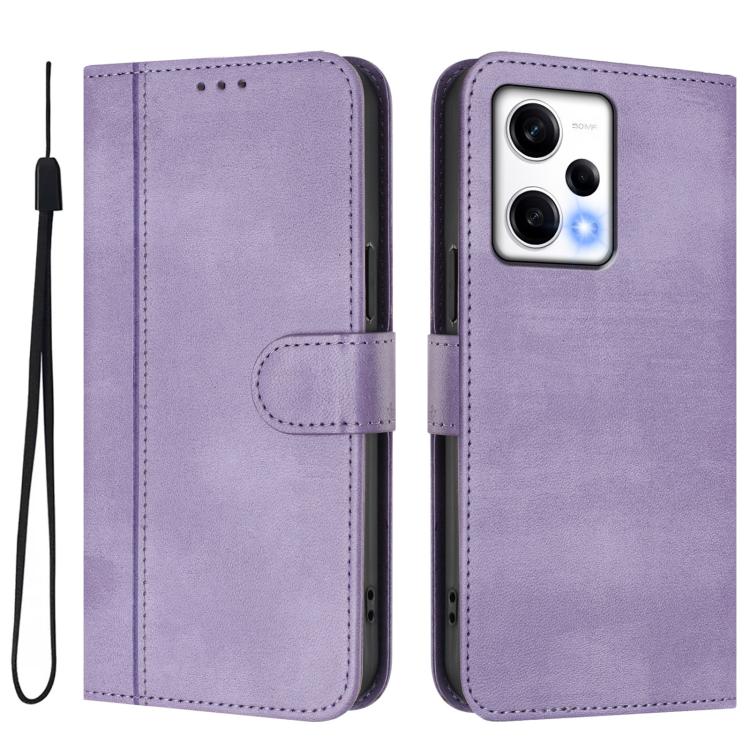 For Redmi Note 12 Pro Speed / Note 12 Pro 5G Line Splicing Buckle Retro Leather Phone Case