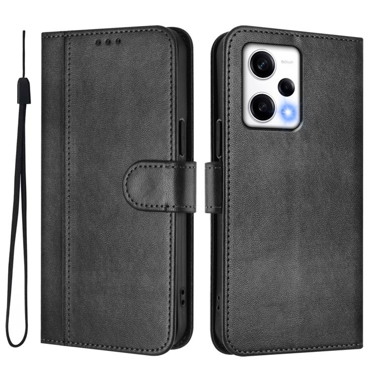 For Redmi Note 12 Pro+ 5G India Line Splicing Buckle Retro Leather Phone Case