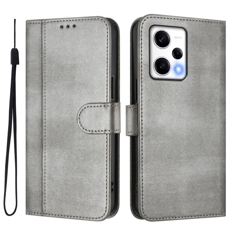For Redmi Note 12 Pro+ 5G India Line Splicing Buckle Retro Leather Phone Case
