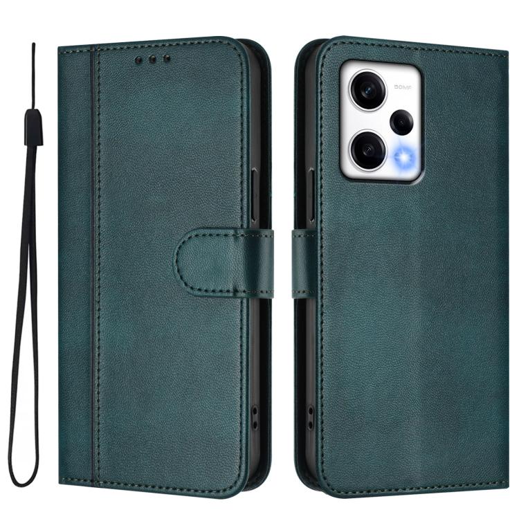 For Redmi Note 12 Pro+ 5G India Line Splicing Buckle Retro Leather Phone Case