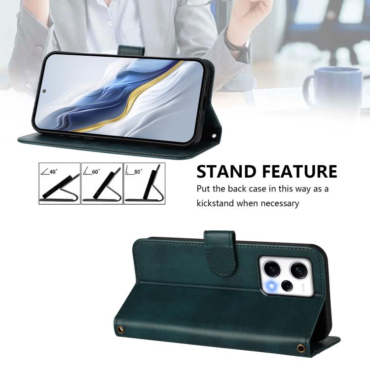 For Redmi Note 12 Pro+ 5G India Line Splicing Buckle Retro Leather Phone Case