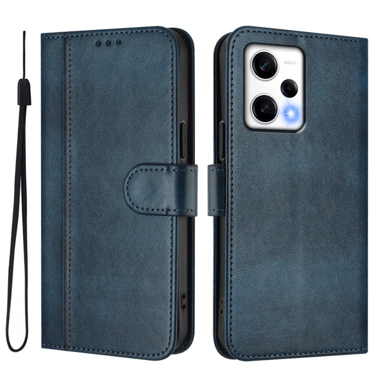 For Redmi Note 12 Pro+ 5G India Line Splicing Buckle Retro Leather Phone Case