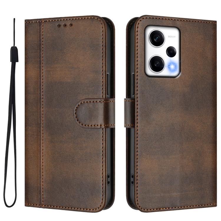 For Redmi Note 12 Pro+ 5G India Line Splicing Buckle Retro Leather Phone Case