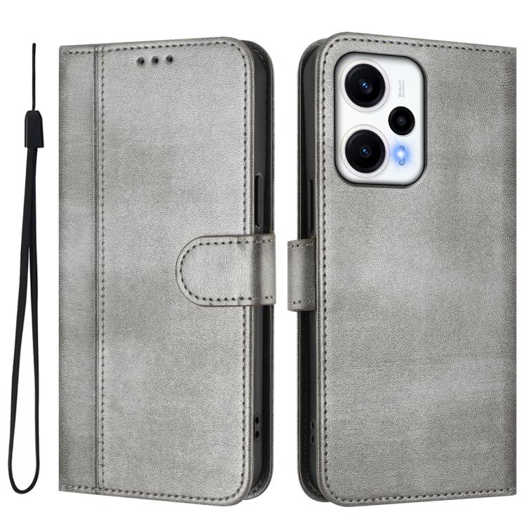 For Redmi Note 12 Turbo 5G / Xiaomi Poco F5 Line Splicing Buckle Retro Leather Phone Case